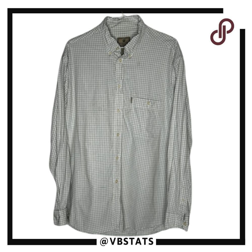 Beretta Men's Plaid Check Long Sleeve Button-Down Shirt Green White‎ Size Large